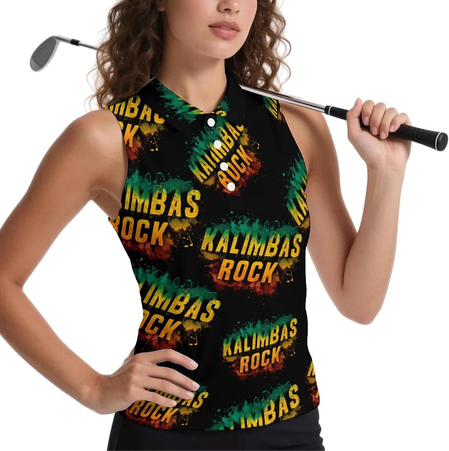 Kalimba Thump Piano Instrument Golf Polo Shirt Tank Tops Running Vest for Women