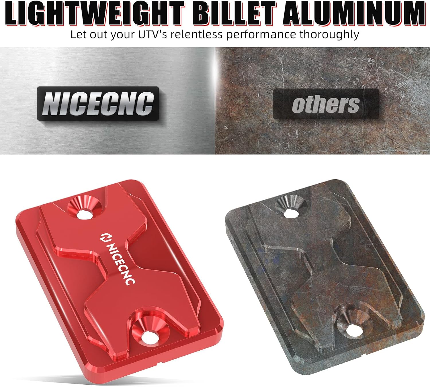 NICECNC Brake Fluid Cap Compatible with Yamaha RAPTOR 700 2013-2026, YFZ450R Special Edition 2012-2026, Compatible with Honda TRX400X 2009-2014, TRX250X 2011-2023, Replacement for B16-F5852-00-00, Red