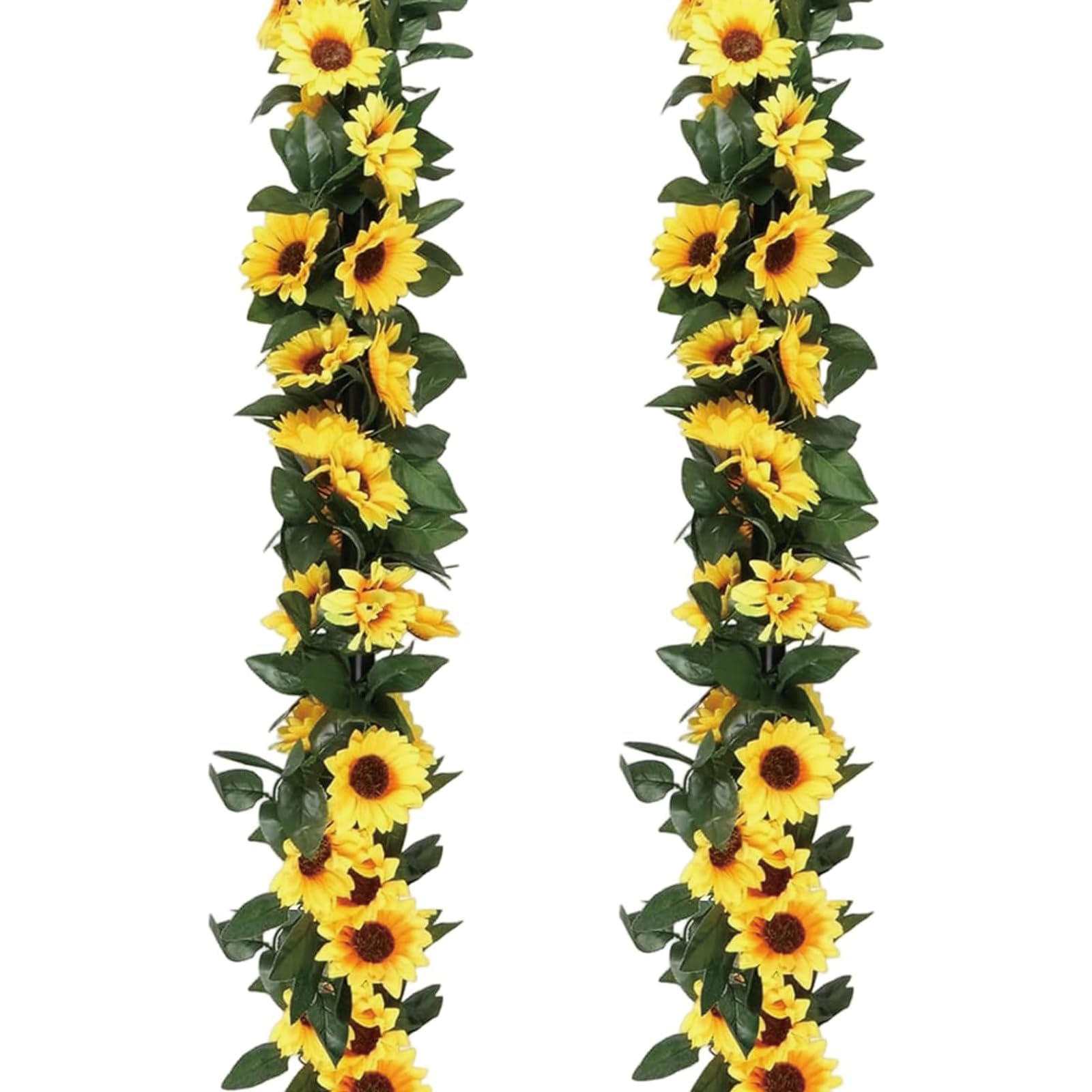 2 Pcs Artificial Flowers for Decoration Hanging, 6.5 ft Long with 26 Flower Heads Sunflower Artificial Flowers and Vines for Home Decor, Balcony Railing, Wedding Background, Wall Decor-image-39