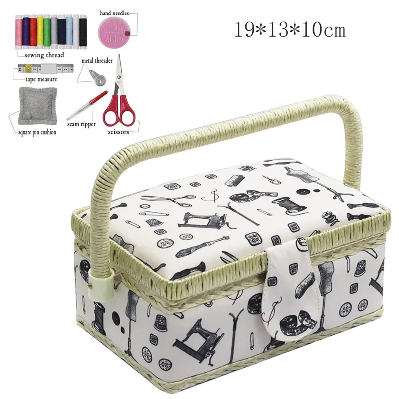 Scatola da cucito Strumenti for cucire di grande capacità Prodotti Cestino portaoggetti Forbici all'uncinetto cucite a mano raccolto a in tessuto