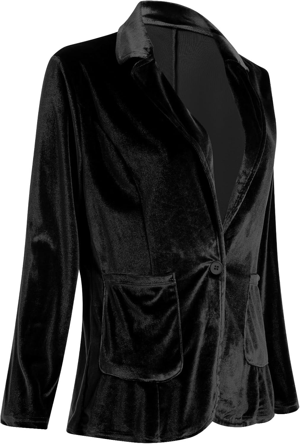 Velvet Blazer Jackets for Women Open Front Long Sleeve Lapel Collar Velvet Jacket Coat with Pockets