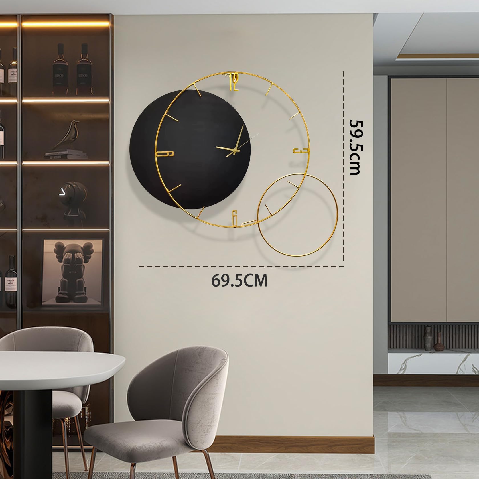 XJBTBA Duży zegar ścienny, 69x59cm cyfry rzymskie zegarek przemysłowy okrągły metalowy cichy zegar ścienny do salonu, sypialni, ogrodu zabytkowe zegary ścienne