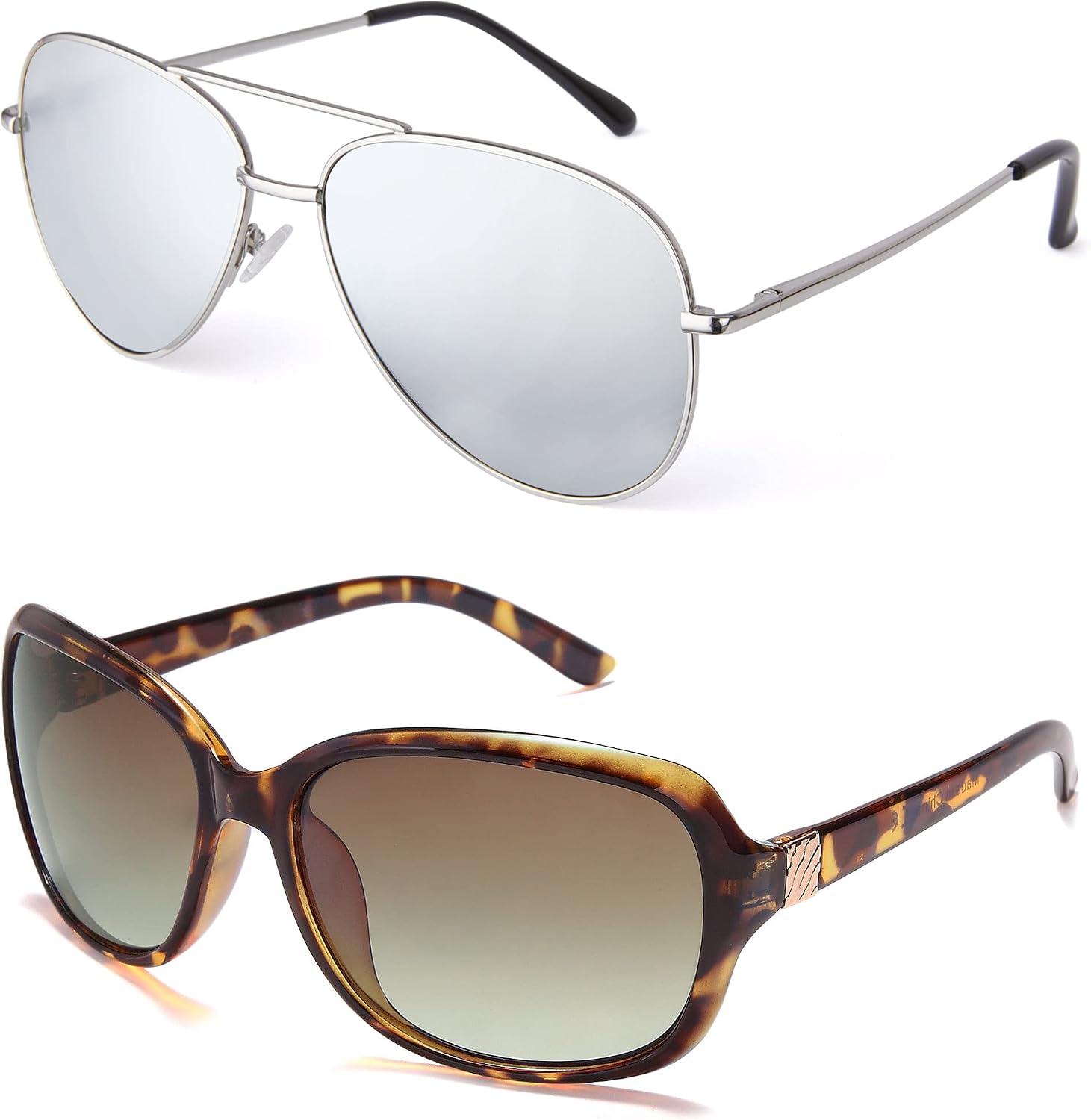 EYEGUARD 2 Pack Polarized Sunglasses for Women Men Classic Retro Vintage Oversized Eyewear
