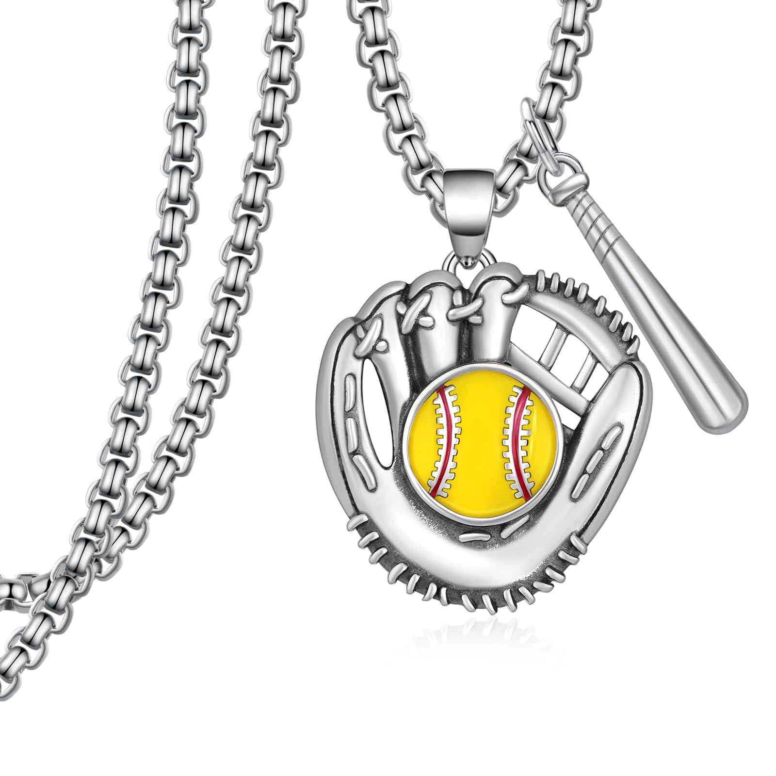Daixiya Hockey/Basketball/Volleyball/Football/Soccer/Baseball/Softball/Golf Necklace 925 Sterling Silver Sport Pendant Necklace Sports Jewelry Gifts
