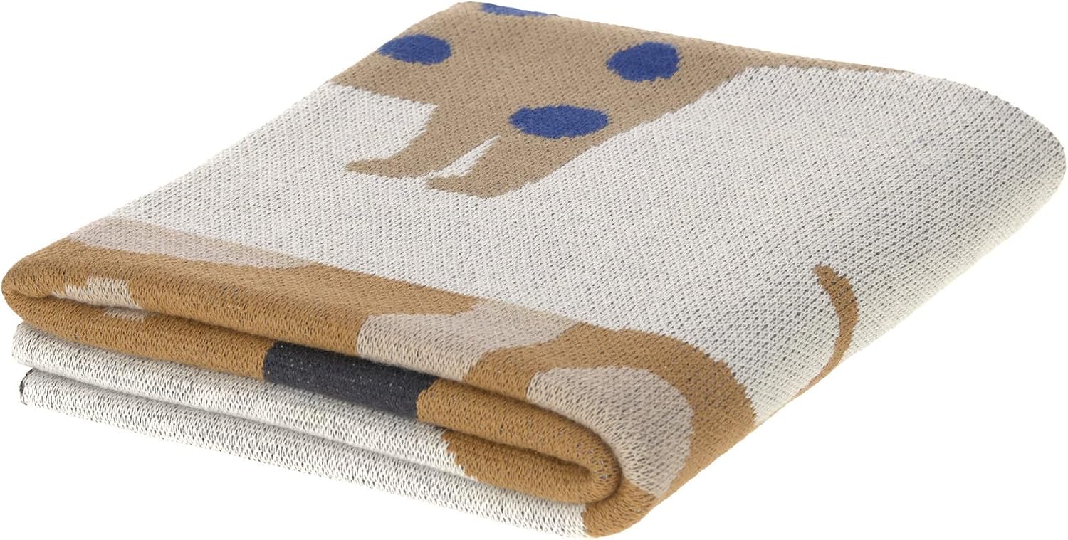 LSSIG Kids Knitted Blanket Plush Blanket 100% Organic Cotton GOTS Little Mateys Royal Blue
