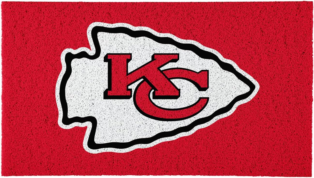 Team Sports America NFL Entrance Doormat | 28 x 16 Inches | Embossed Cross Hatch | Non - Slip Backing | Indoor and Outdoor Home Décor (Kansas City Chiefs)
