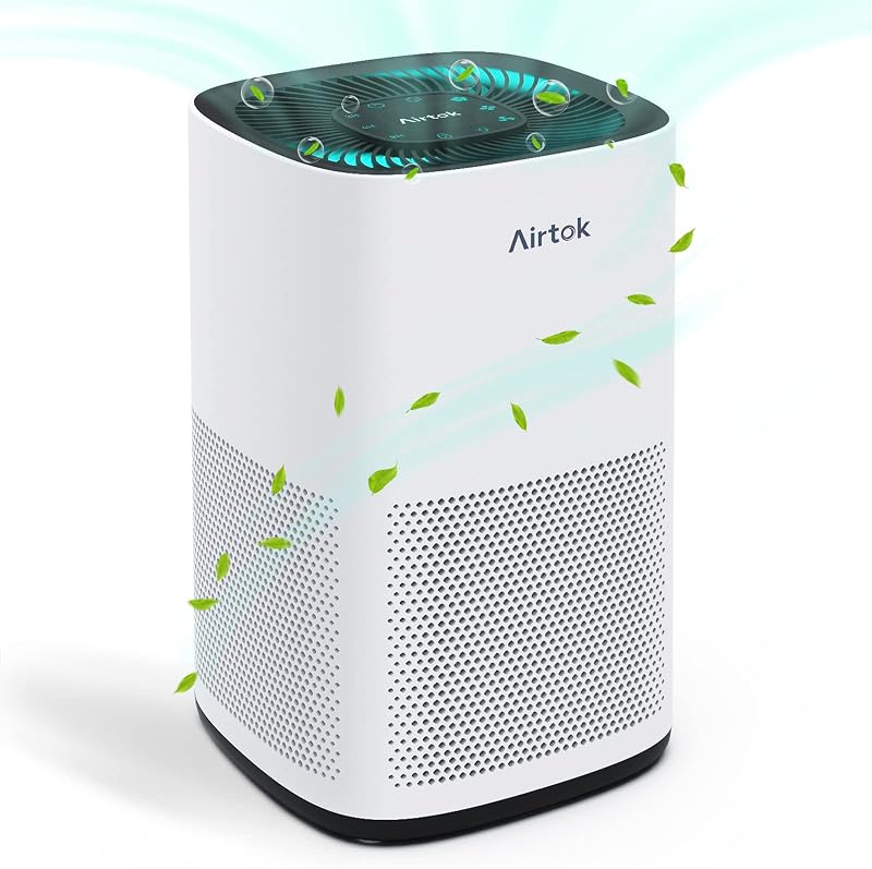 AIRTOK AP1001 Légtisztító, 75m² Területre, HEPA Szűrővel, 99,97% Füst és Szageltávolítás, Ózónmentes, Érintésvezérlés, 25dB Csendes Működés