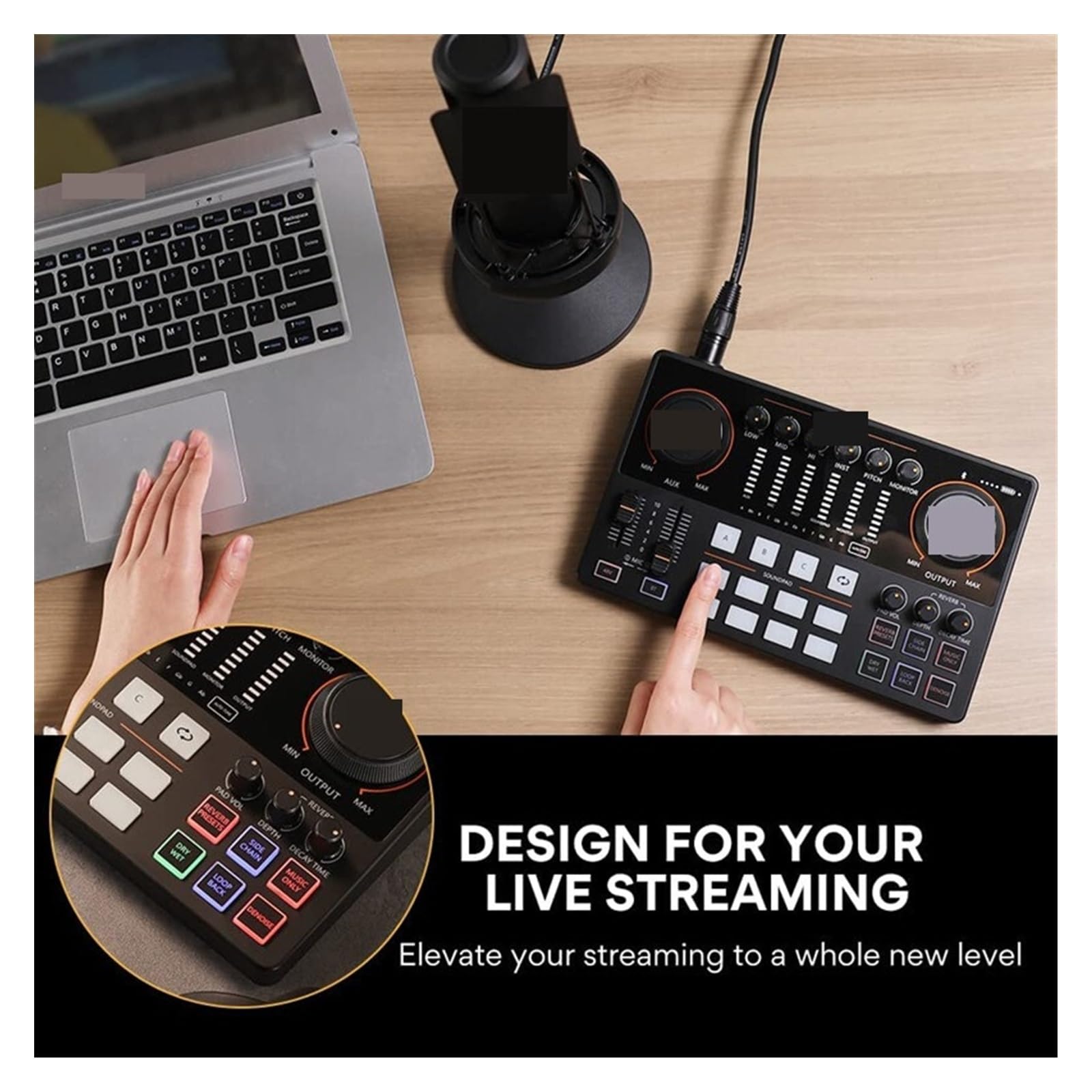 Kit Scheda Audio Set Scheda Audio con interfaccia Microfono XLR Podcasting per DJ Streaming Live Telefono Computer PC AME2A Configurazione Studio per Registrazione di Musica (Scheda AUD