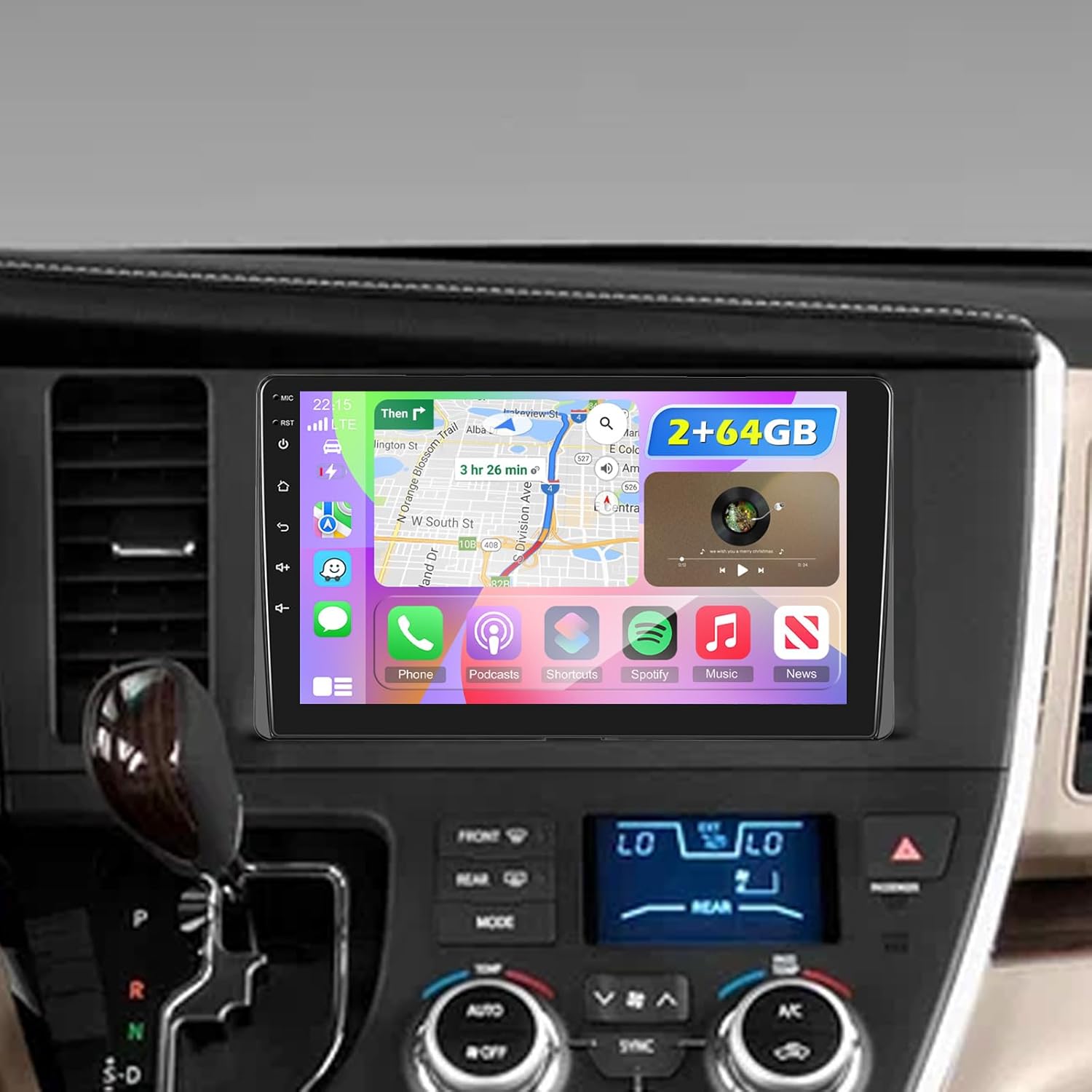 NHOPEEW Android Radio for Toyota Sienna 2015 2016 2017 2018, [2+64G] 9 inch Touch Screen Sienna Stereo - Wireless Carplay and Android Auto, DSP/EQ, 5G/WiFi, GPS, Mirror Link + Canbus + Backup Camera