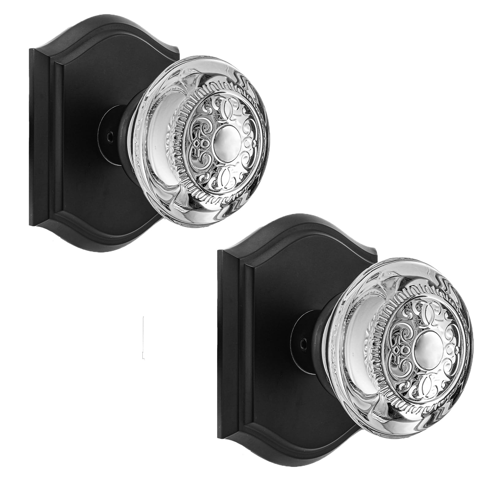 Vintage Brass Glass Door Knobs with Lock -7