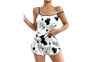 Women's Cow Print Pajama Set Soft Cami Top and Shorts Set