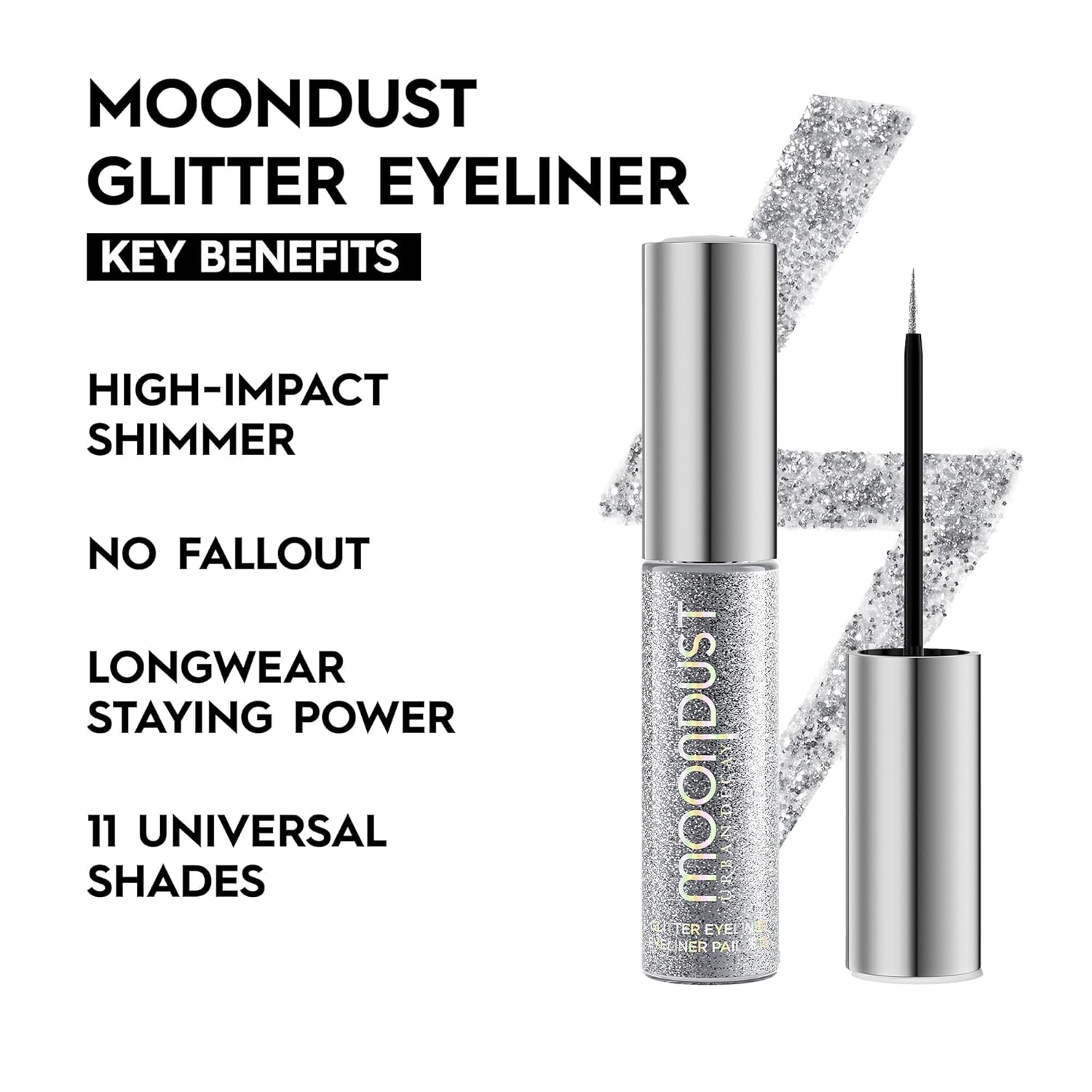 Urban Decay Moondust Liquid Glitter Eyeliner – Longwear Sparkle Liner & Eyeshadow Topper - Quick-Drying, Water-Based Formula – Buildable Shimmer Shades - Vegan Formula - Image 2