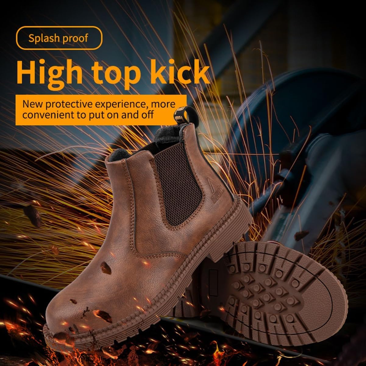 Mid-Topped Work Safety Shoes, Wear Resistant Labour Insurance Shoes, Smash and Puncture Resistant Steel Toe Shoes, Soft and Comfortable Outdoor Adventure Protection Boots(Khaki,8)