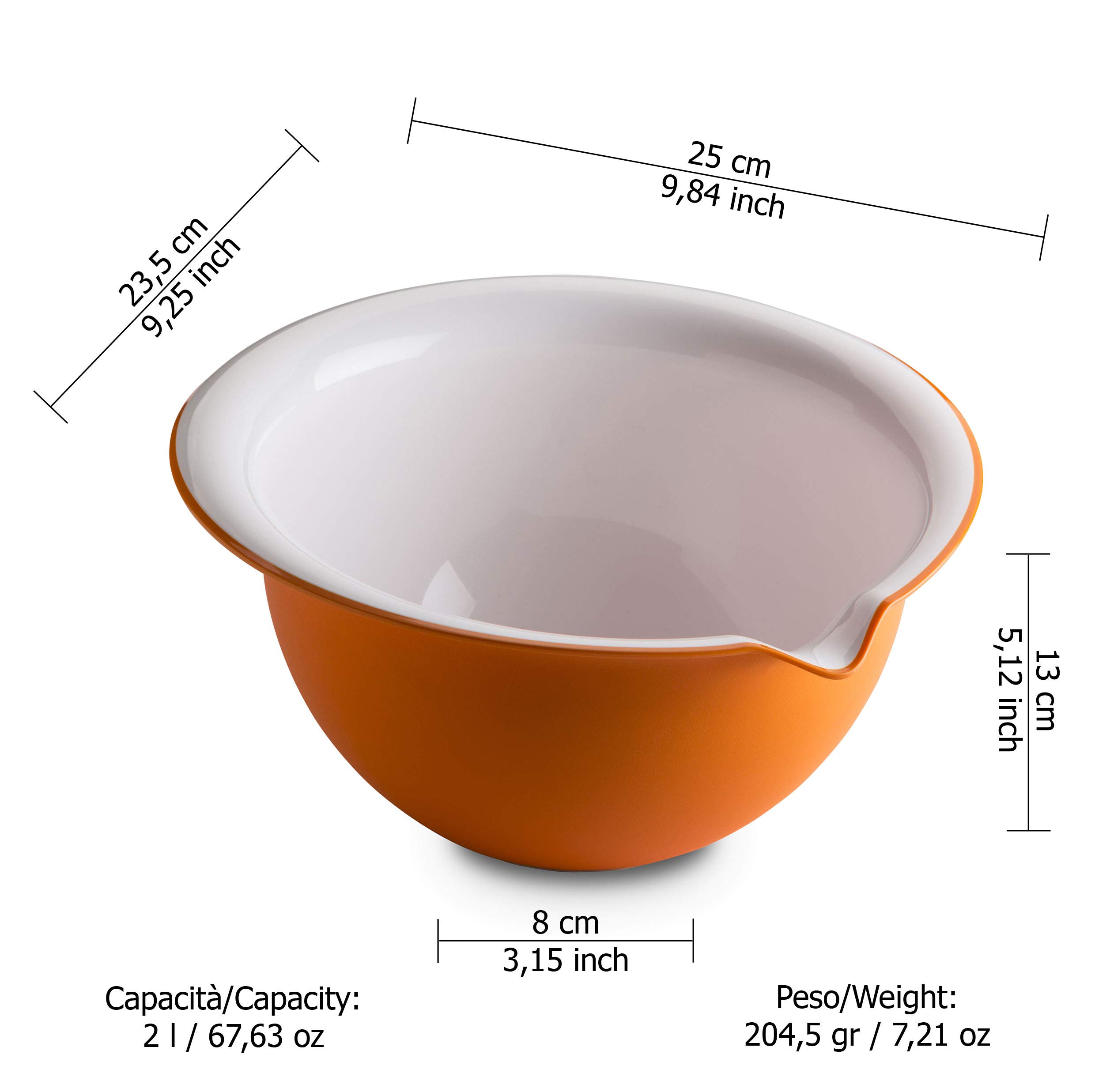 Bol à Mélanger Omada Design 2L - Intérieur Blanc, Extérieur Coloré - Plastique Antibactérien Microban