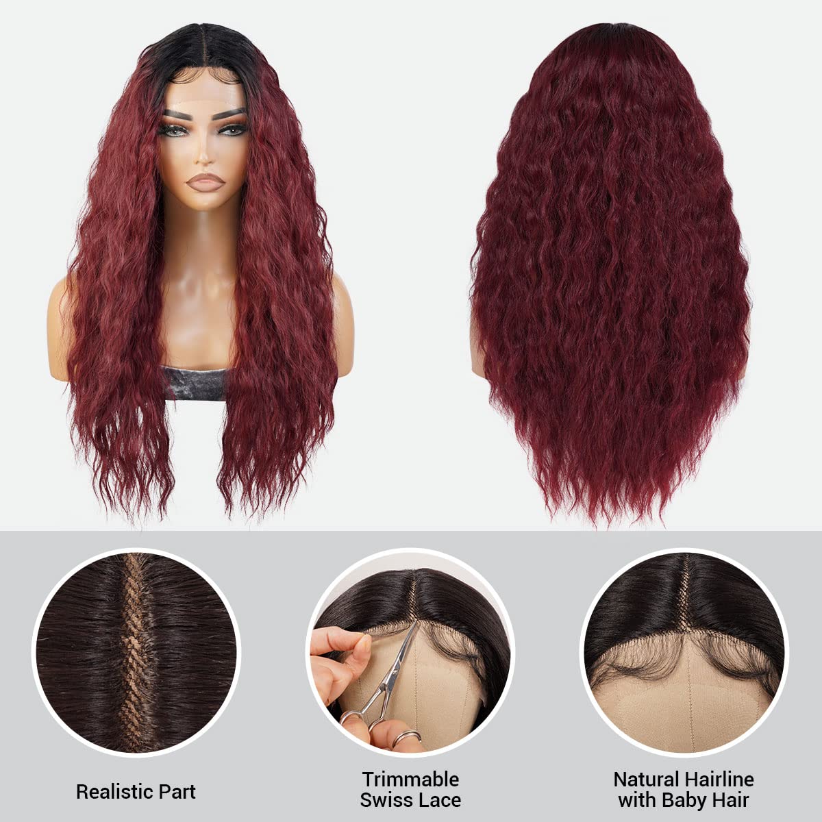 Wig brown Swisslace lacefront Deep Waves 26 Long 30 main image 3