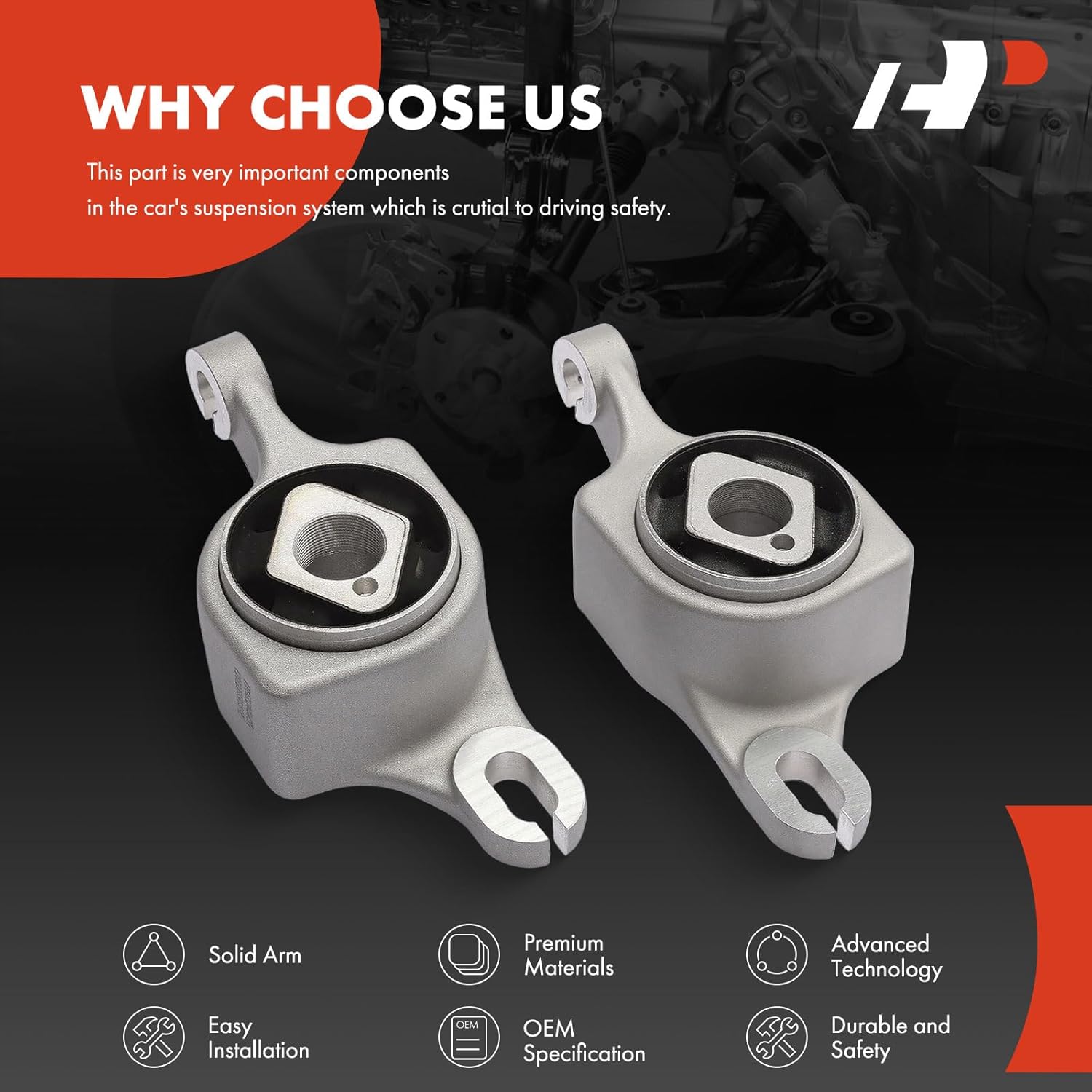 A-Premium 2-Pack Front Rearward Lower Control Arm Bushing Kits, Compatible with Mercedes-Benz GLE300d, GLE350, GLE400, GLE43 AMG, GLE450, GLE550e, GLE63, GLE63 AMG S, GL350, GL450, GL550, GL63, GLS450