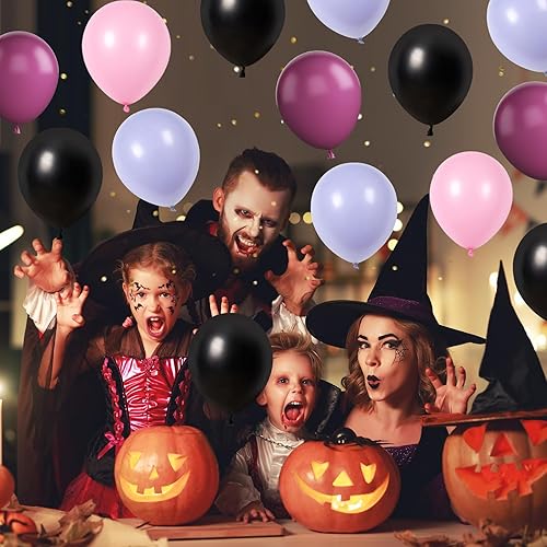 Miniatura 4 de Kit de guirnalda de globos de Halloween, kit de arco de globos de color rojo vino negro con globo de papel de aluminio de calavera de calabaza,