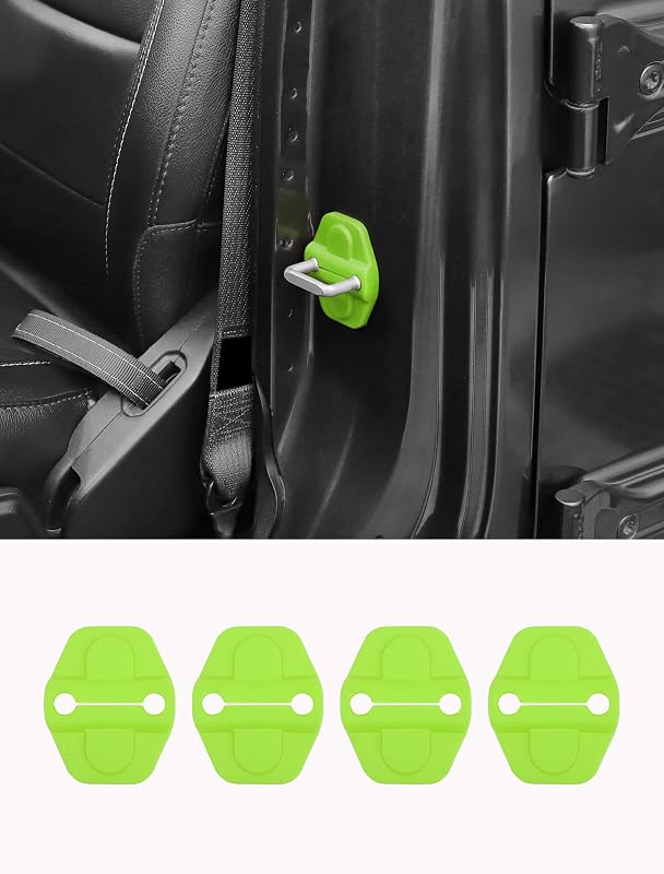 Kit de acabamentos dos batentes das portas dianteiras e porta-malas Savadicar verde para Jeep Wrangler JL JLU 4XE e Gladiator JT – 4 peças