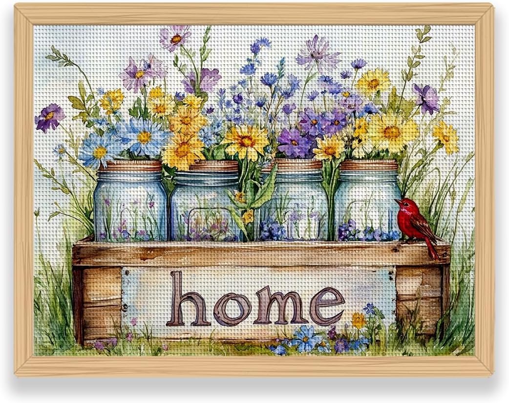 ZuoAnLF Cross Stitch Kits for Adults,14CT Stamped Cross Stitch Kits for Beginner,DIY Needlepoint Embroidery Patterns Kits Embroidery Patterns for Gift Home Wall Decor 12x16 Inch (Home)
