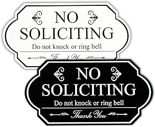 Pack 2PCS 6''x3.1'' ACRYLIC No Soliciting Sign For House Door – Please Do Not Knock Or Ring Doorbell Signs, Bold and Clear No Soliciting Sign for Door, Home Entry, Small Business, Office