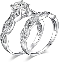 JewelryPalace Women's Infinity Engagement Ring Set 14K Gold Plated 925 Sterling Silver 1.5ct CZ Wedding Bands Stackable Promise Rings