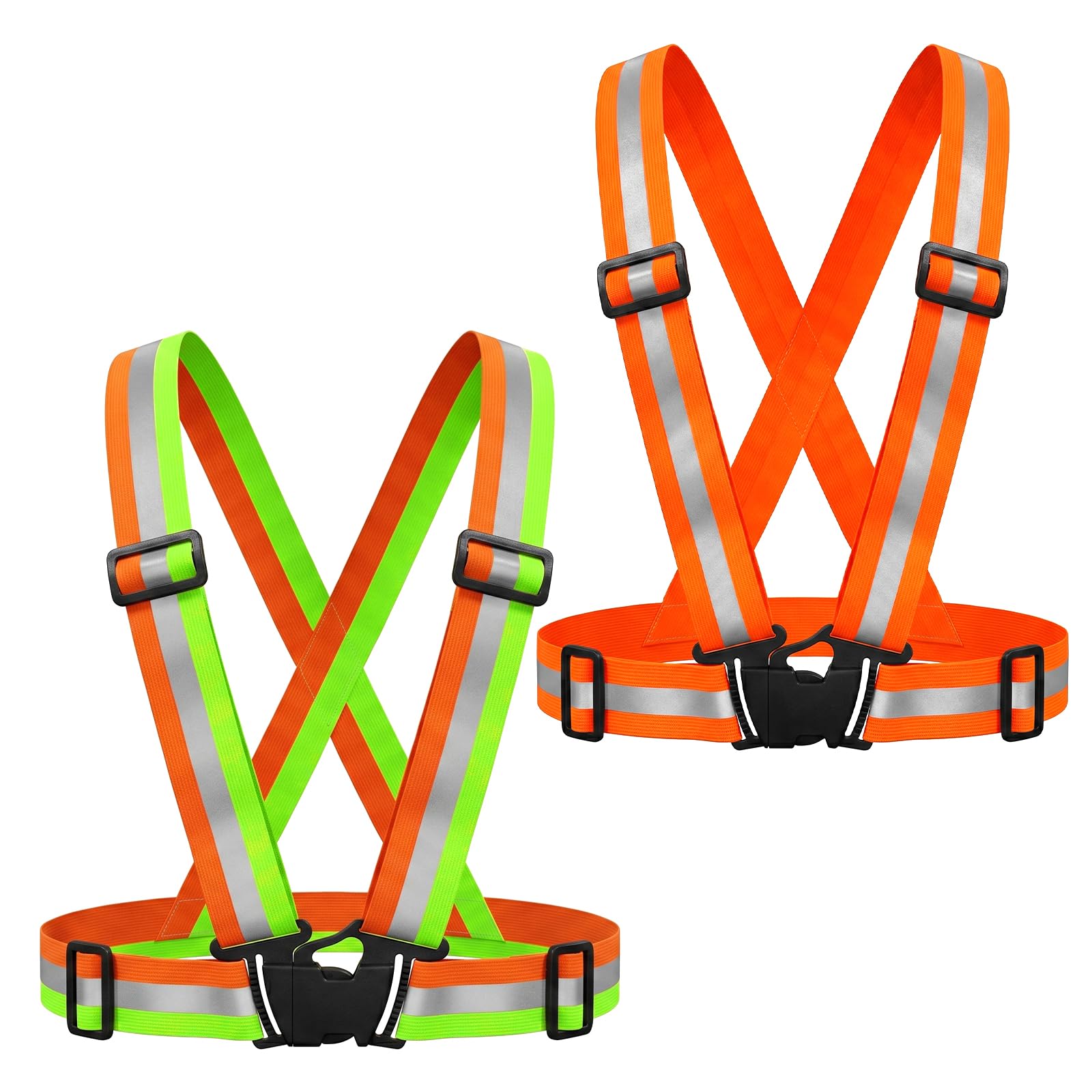 coldpa High Visibility Reflective Safety Vest, Reflective Vest, 2 Inch Wide Straps, Adjustable and Elastic, for Running, Cycling, Walking, Construction, Motorcycle