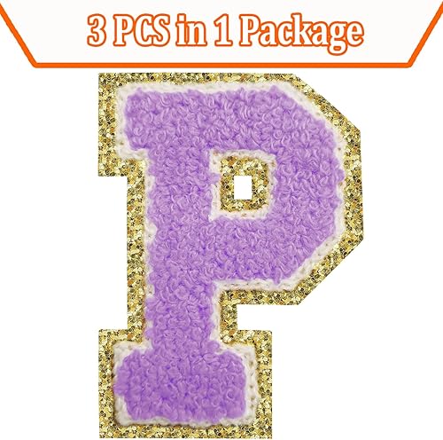 Miniatura 310 de Parches de letras termo-adhesivas de felpilla para chaquetas, parches de letras universitarias con brillantina para planchar en la letra azul A