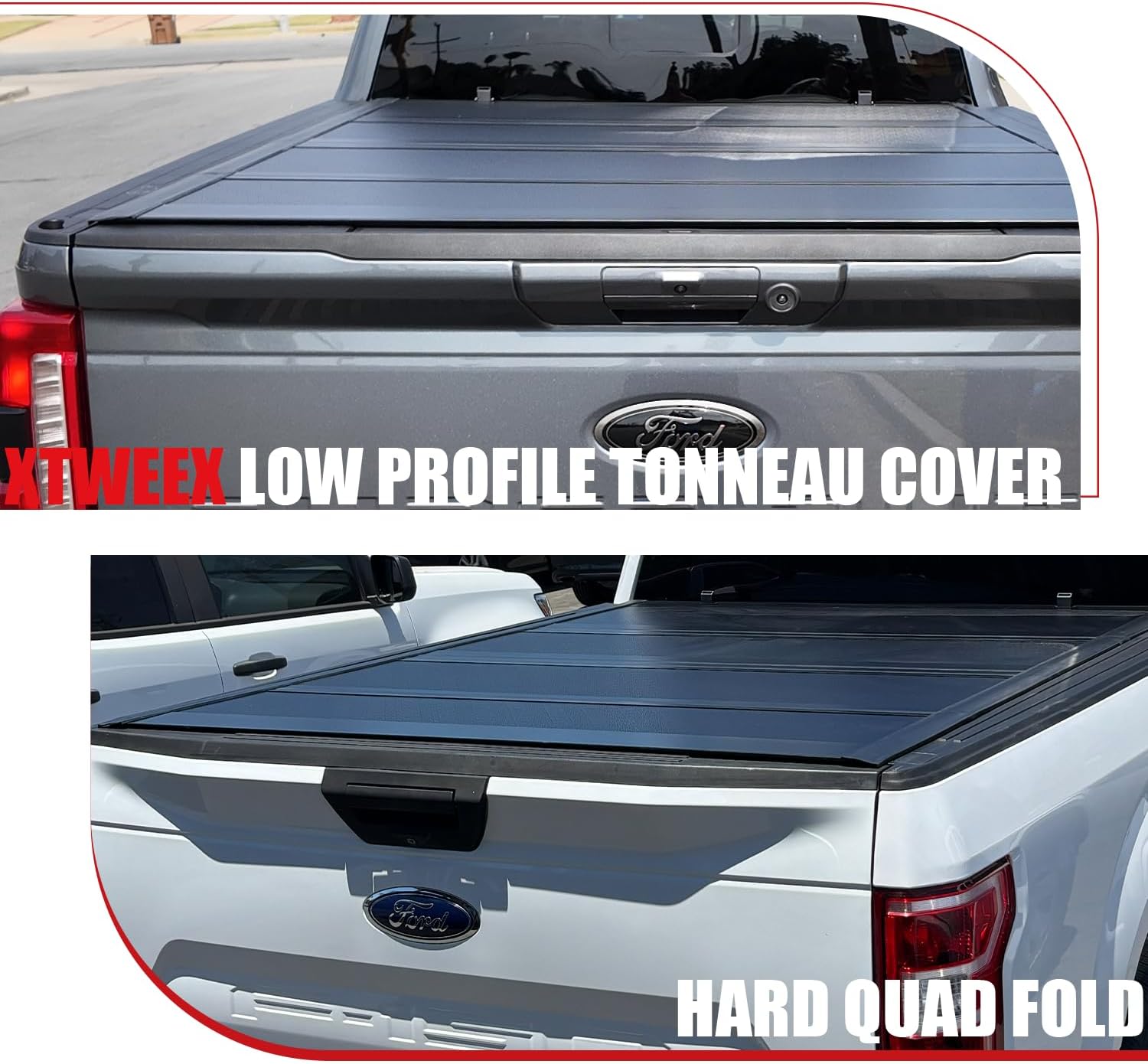 Hard 4-Fold Low Profile 5.5 ft Truck Bed tonneau Cover fits 2021–2026 Ford F-150 (Including Raptor and Lightning), 5' 5" Bed Waterproof and Seek Design with Security Lock