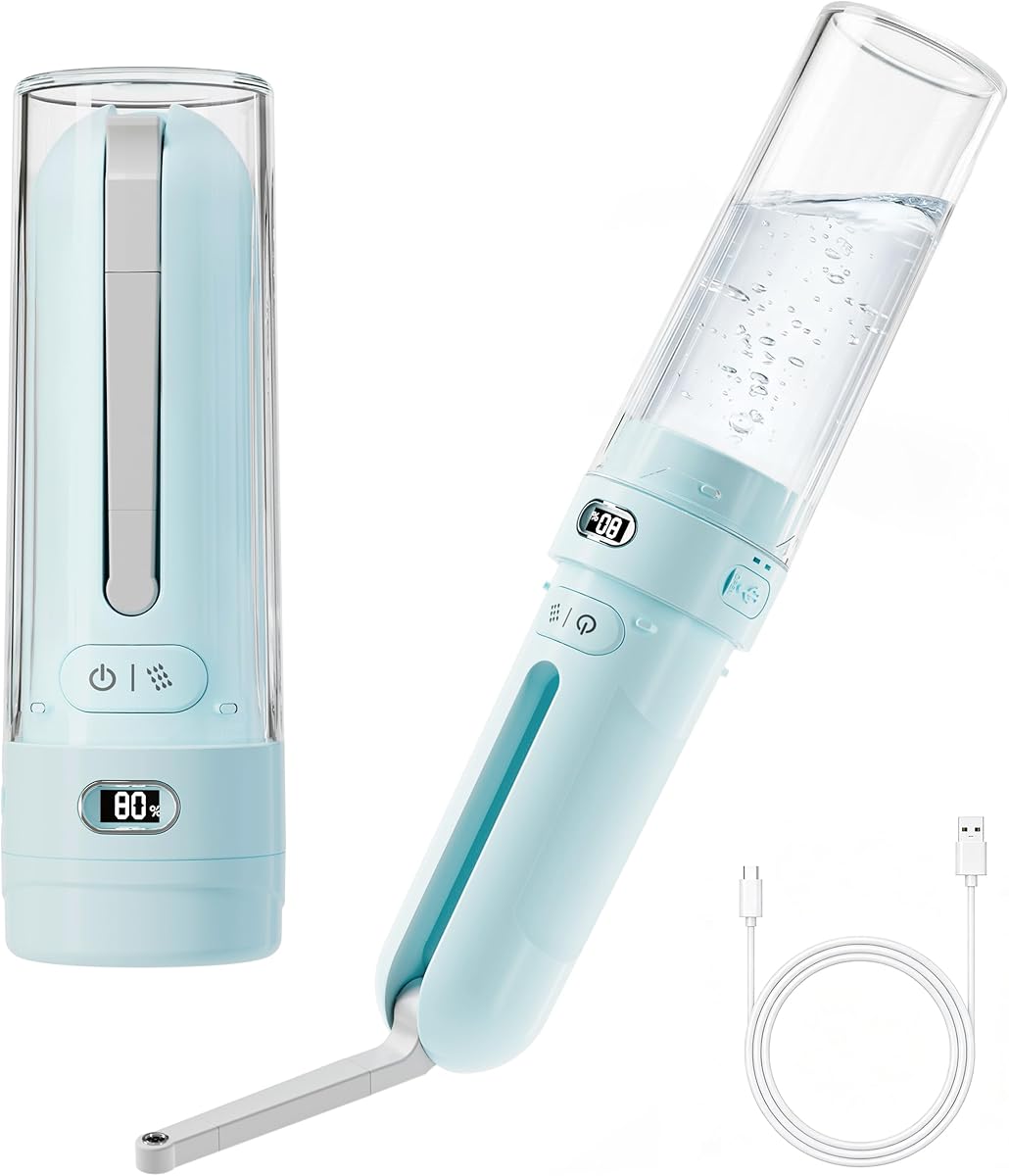 WeWi HLTH Electric Portable Bidet – Rechargeable Travel Bidet for Women Postpartum Care &amp; Personal Hygiene | with 3 Pressure Modes for Home Travel &amp; Camping (Aqua)