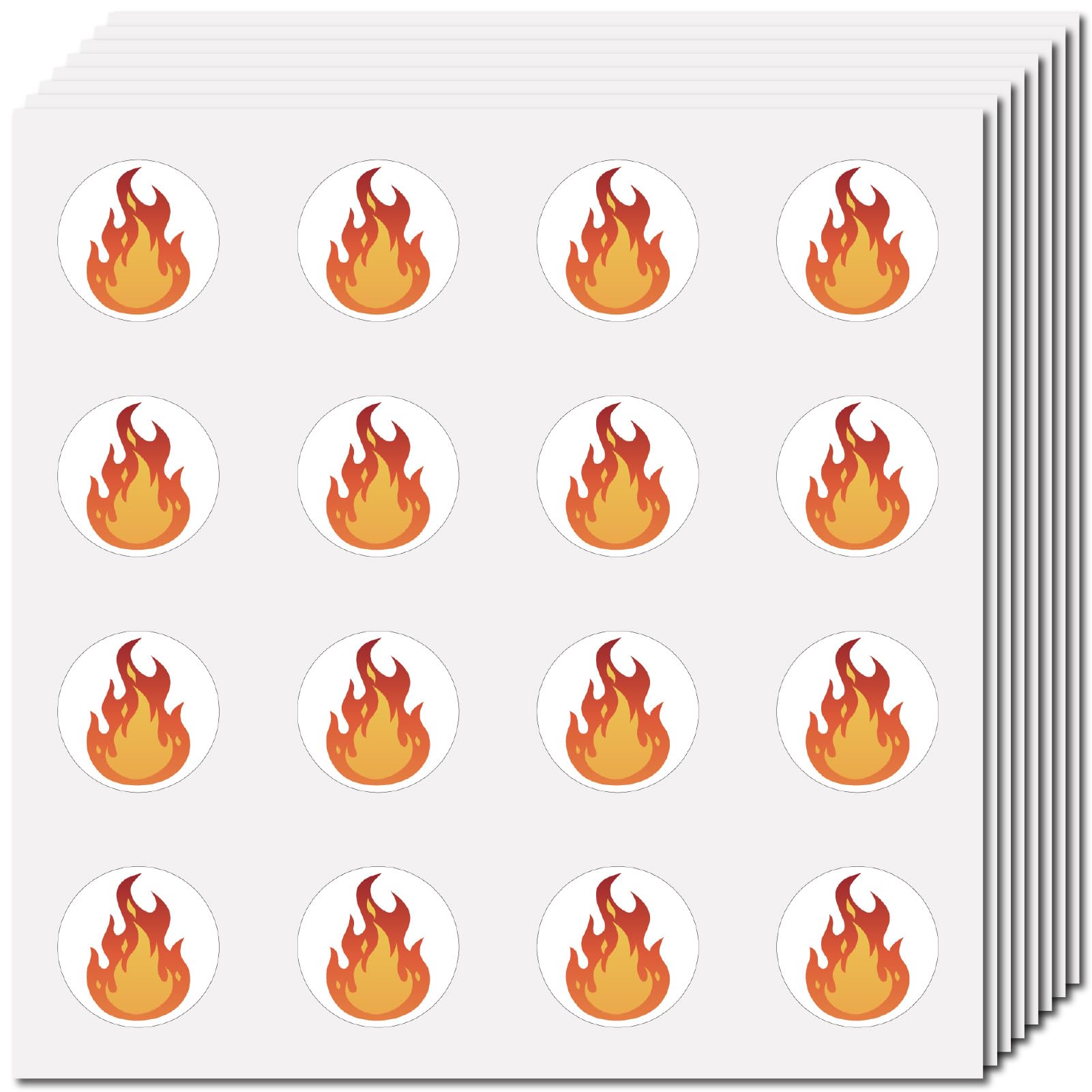 CREATCABIN 128Pcs Fire Water Bottle Stickers Flame Scrapbook Stickers Plastic Waterproof Self Adhesive Orange Round Decoration Planner Labels Decal for DIY Arts Craft Skateboard Laptop 2.5 x 2.5cm