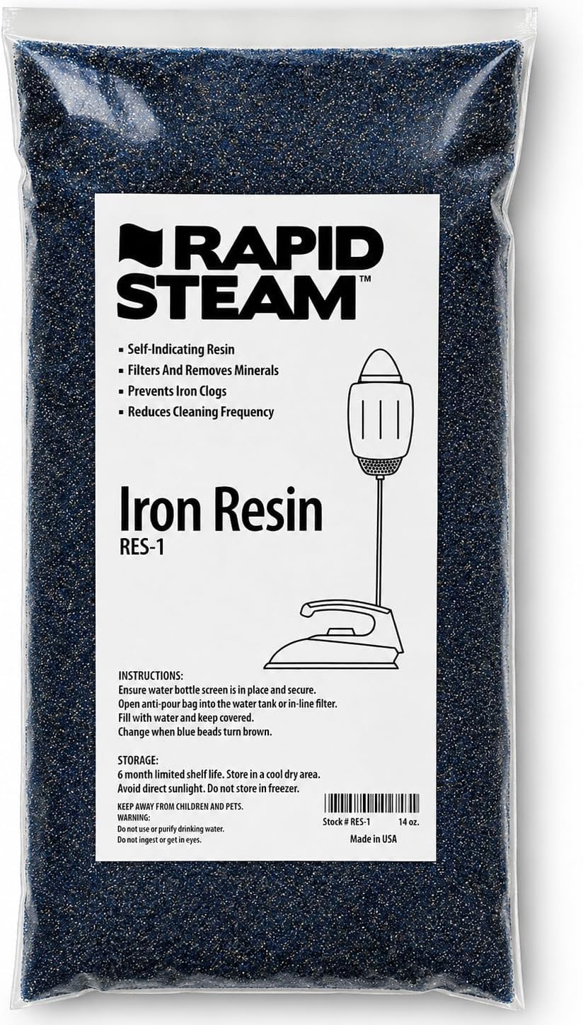 Replacement Resin Filter Refill for Gravity Feed Steam Iron Water Bottle - 14 oz - Compatible with Silver Star, Sapporo, Consew & Most Gravity Iron Systems - Prevents Mineral Buildup - Made in USA