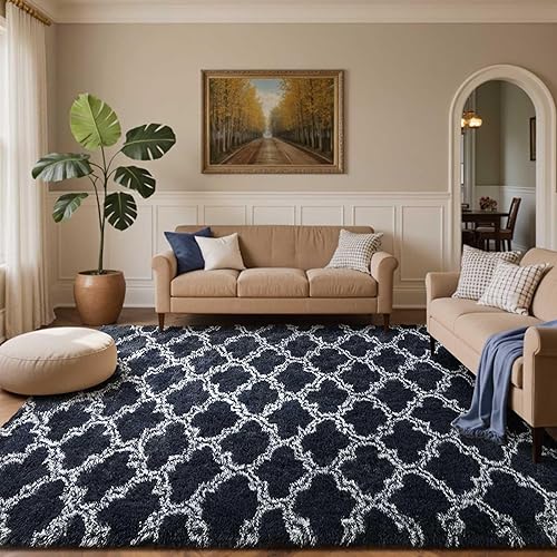 Miniatura 10 de Lascpt Alfombras de área grandes de 6 x 9 pies para dormitorio, alfombra gris claro para sala de estar, alfombras esponjosas de felpa súper suave,