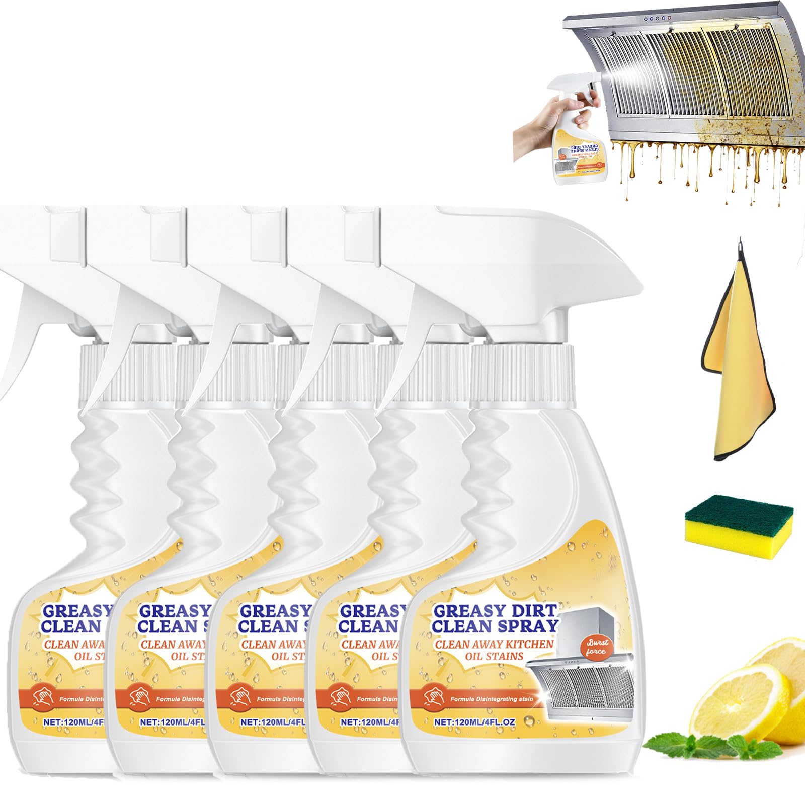 Rotateepic - Limpiador de espuma de cocina multifuncional, limpiador de horno Pro Foam 2026, spray limpiador de cocina, limpieza de vinagre blanco para horno, hogar, estufa, cocina y más (5 piezas)