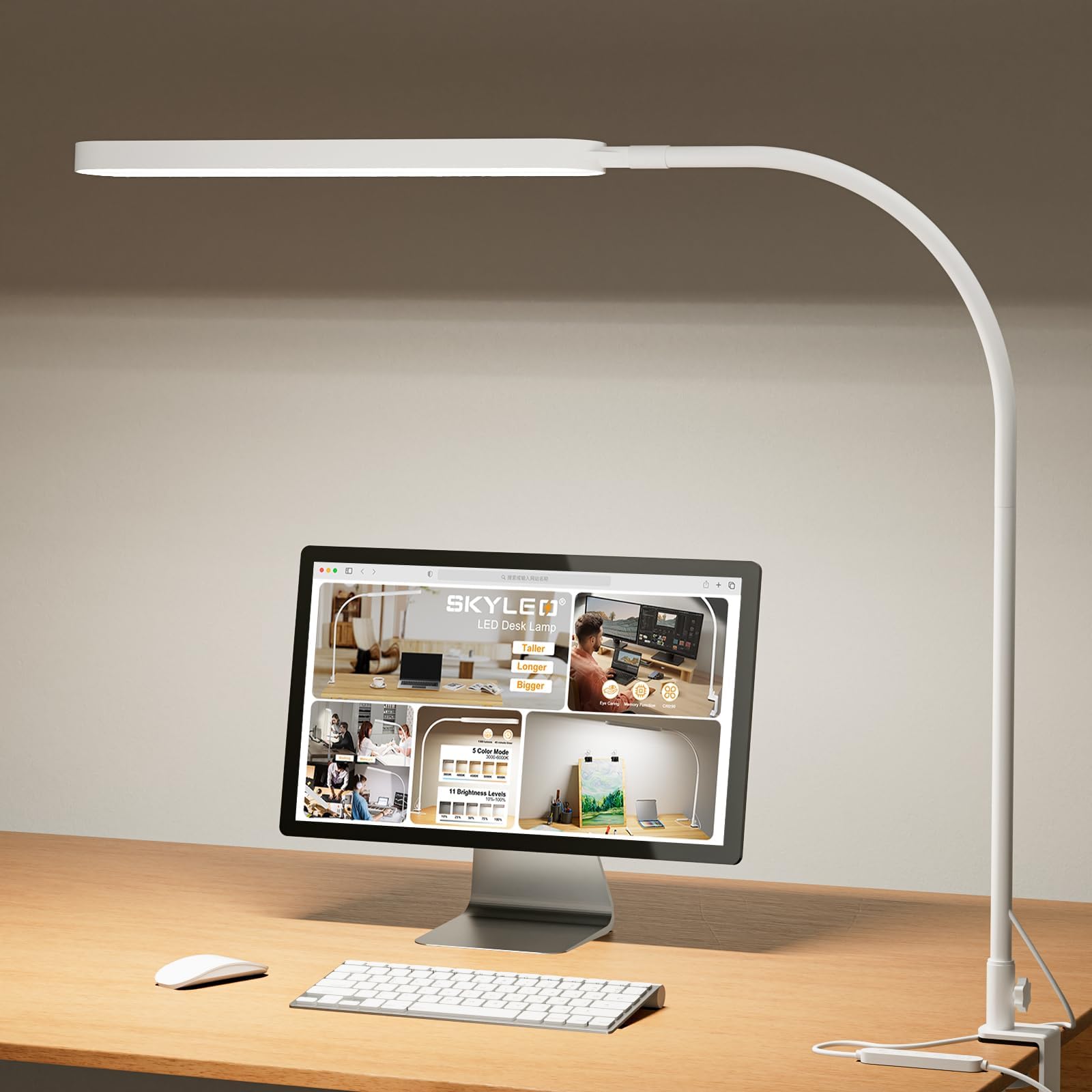 Lampada Da Scrivania LED Dimmerabile Con Clip - 3 Temperature Colore, Collo Flessibile 360° - Foto 3