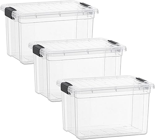 Miniatura 8 de Superio Cajas de almacenamiento transparentes con tapas, contenedores de plástico de 2.5 cuartos de galón para organizar, cajas apilables, sin BPA,