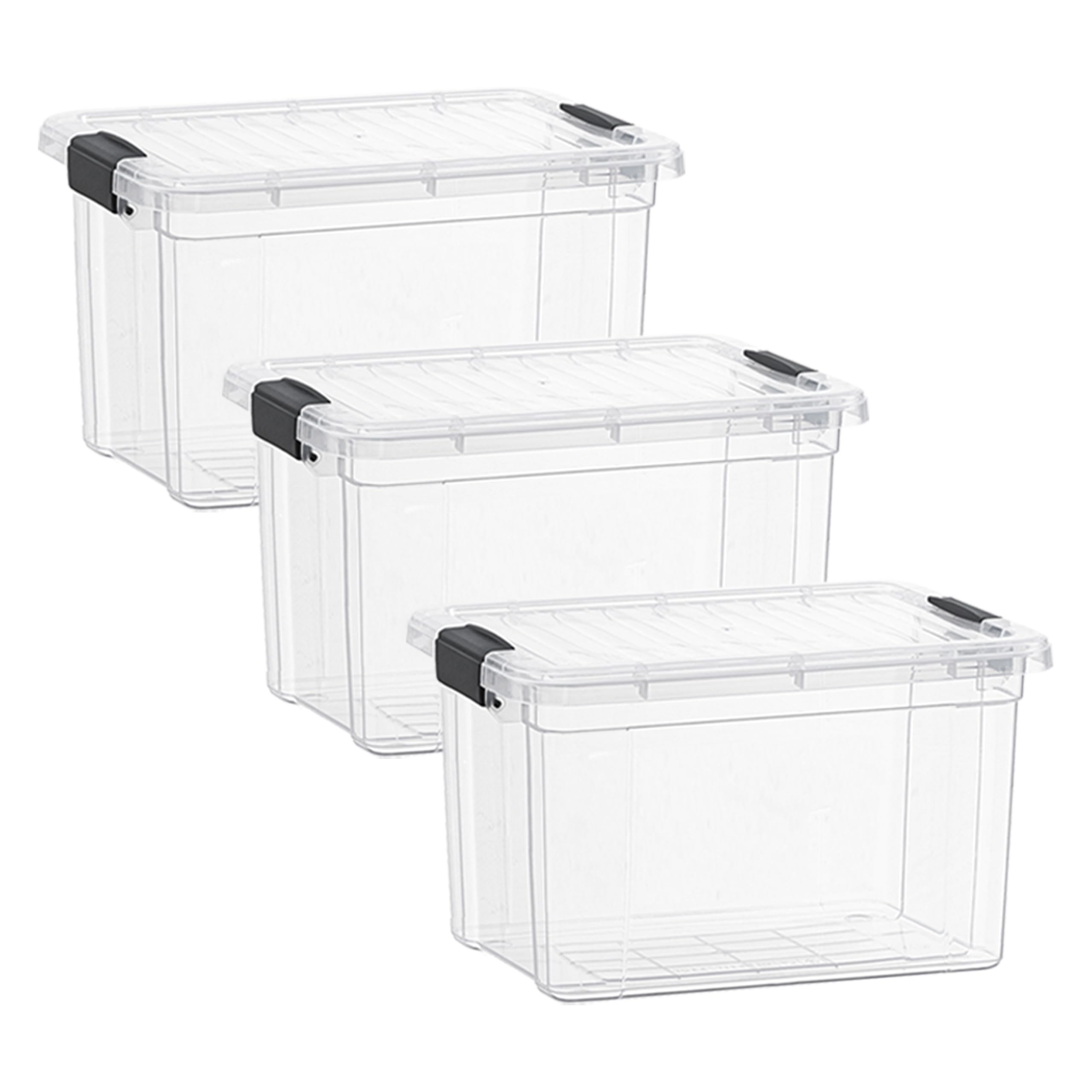 Superio Clear Storage Boxes with Lids, 49 Quart Plastic Container Bins for Organizing, Stackable Crates, BPA Free, Non Toxic, Odor Free, Organizers for Home, Office and Dorm, 3 Pack
