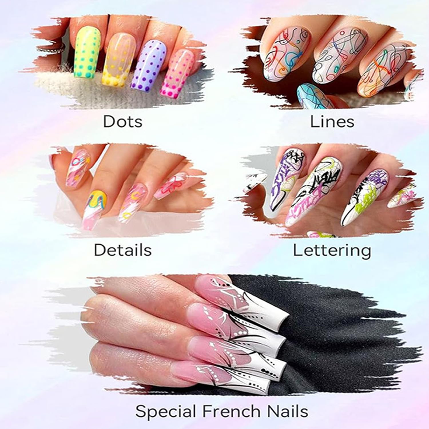 12 Color Nail Art Pens Set,3D 0.7MM Quick Dry Waterproof Doodle Design Pen Drawing Painting Point Liner Painted Pen Kit, DIY Nails Art Design Manicure Tools