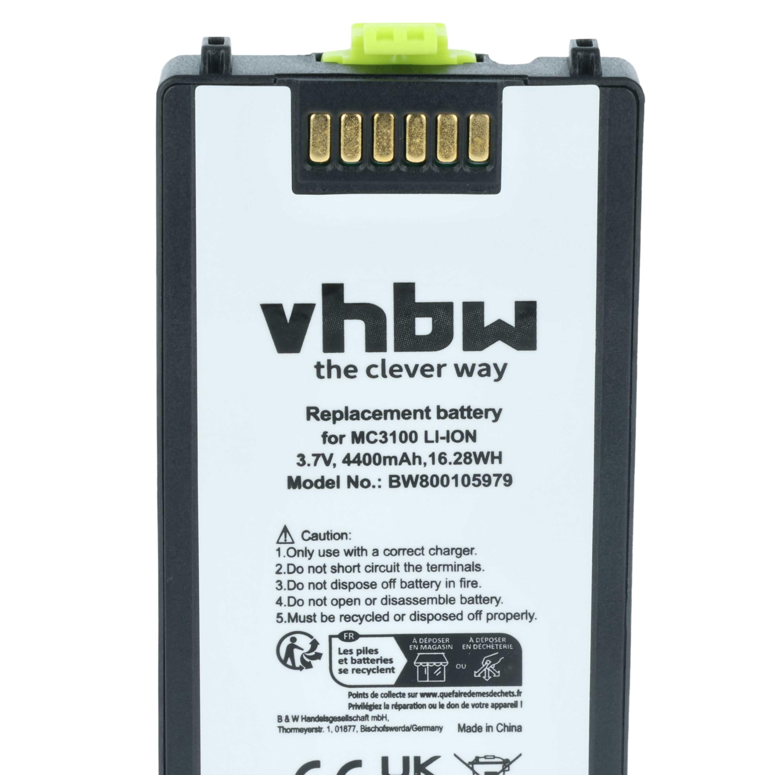 vhbw Batería Compatible con Symbol MC3190, MC3100, MC3190G, MC3190-G13H02E0, MC3190-GL4H04E0A escáner códigos de Barra, TPV (4400 mAh, 3,7 V, Li-Ion)