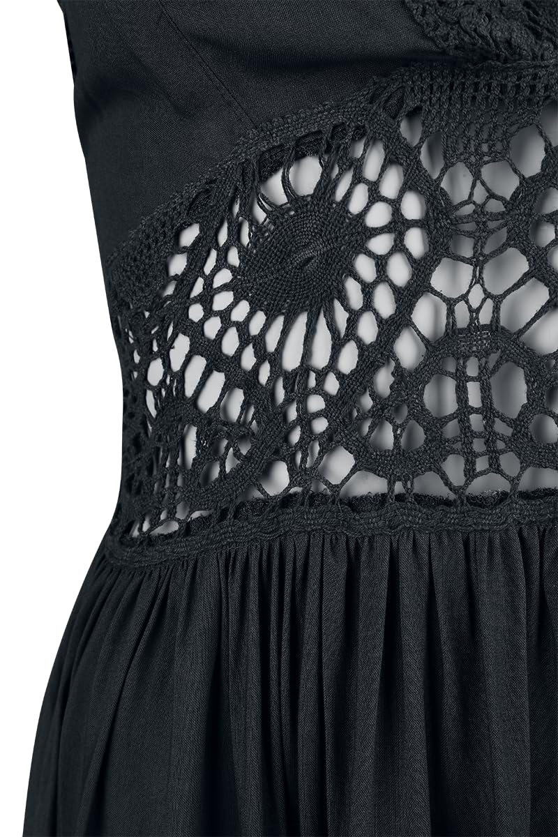 Gothicana by EMP Donna Maxi Vestito Nero con Dettagli stravaganti