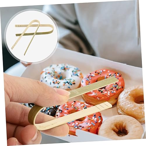 Miniatura 4 de DOITOOL Pinzas para pan de cocina, pinzas de bambú para alimentos, función anti-escaldaduras, para utensilios de cocina, 10 uds