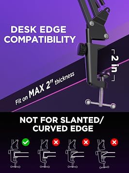 ذراع ميكروفون InnoGear ذراع ميكروفون لـ Blue Yeti HyperX QuadCast S SoloCast Snowball Fifine K669B وغيرها من الميكروفون ، مع ربط حامل تثبيت الزجاج الأمامي من فلتر الميكروفون ، العلاقات ، متوسطة