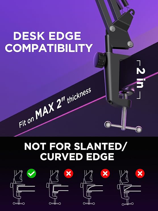 ذراع ميكروفون InnoGear ذراع ميكروفون لـ Blue Yeti HyperX QuadCast S SoloCast Snowball Fifine K669B وغيرها من الميكروفون ، مع ربط حامل تثبيت الزجاج الأمامي من فلتر الميكروفون ، العلاقات ، متوسطة