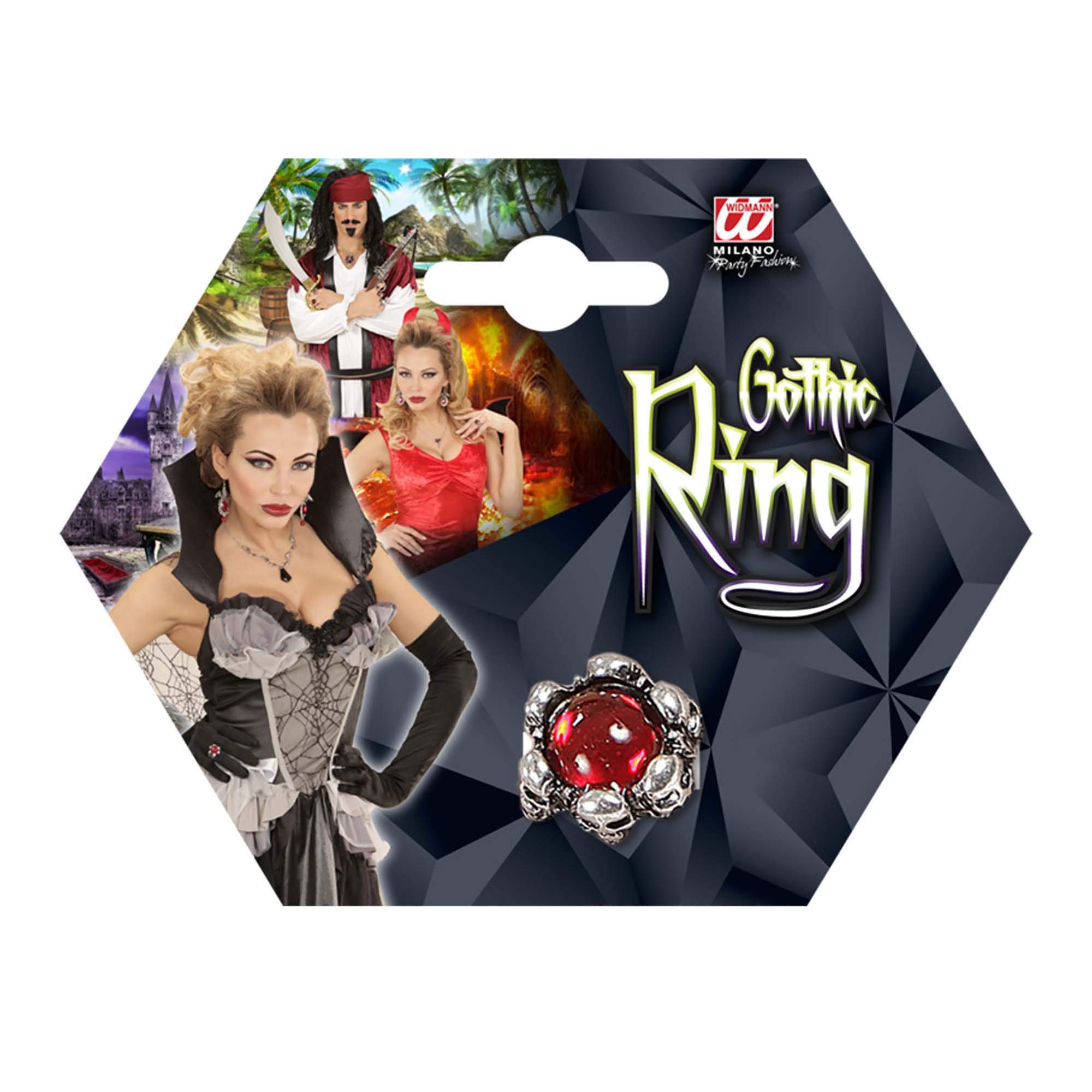 W WIDMANN MILANO Party Fashion - pierścionek z biżuterii modowej, dla dorosłych, akcesoria na Halloween, imprezy gotyckie
