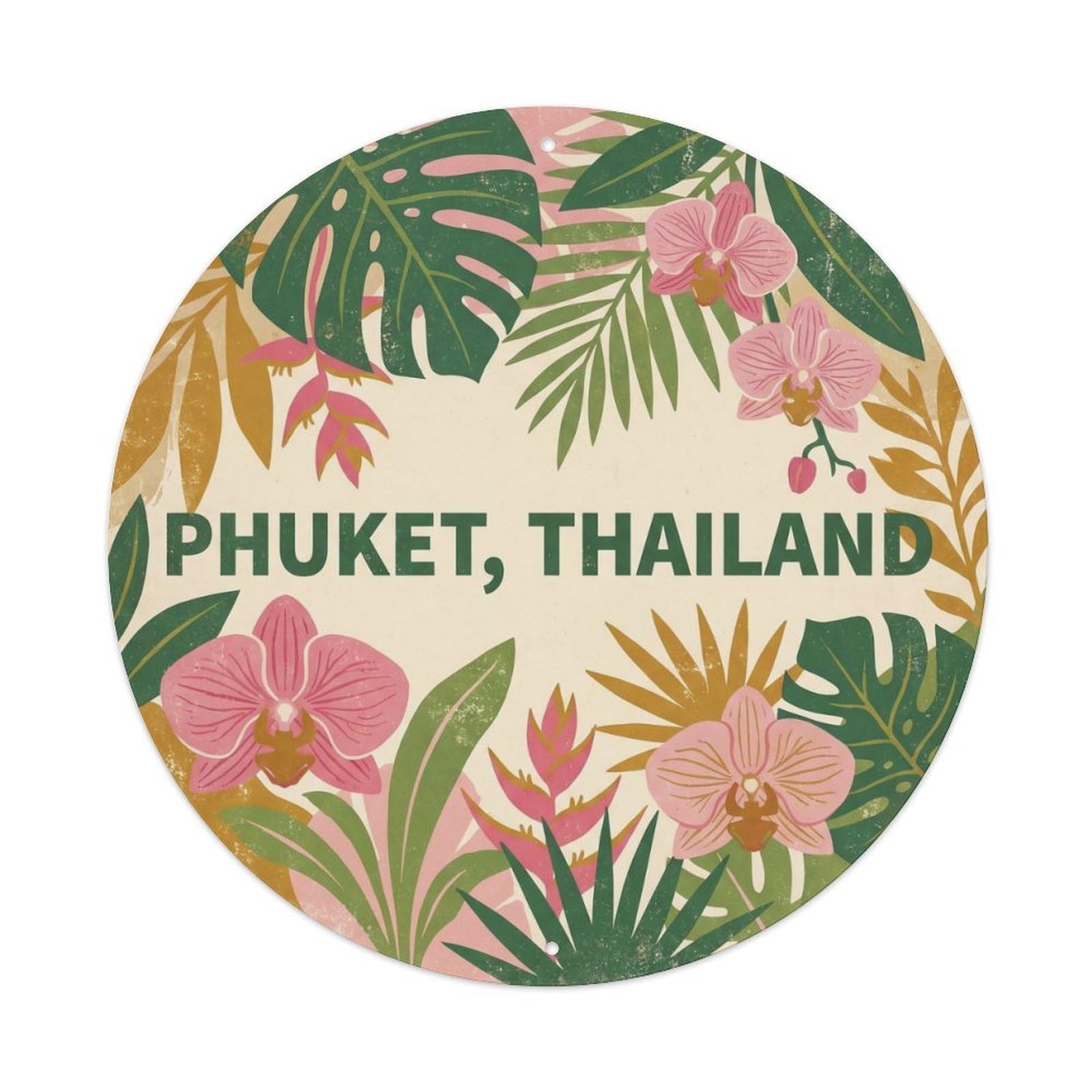 Phuket Tropical Plants Orchid Garden Waterfall Travel Metal Tin Sign