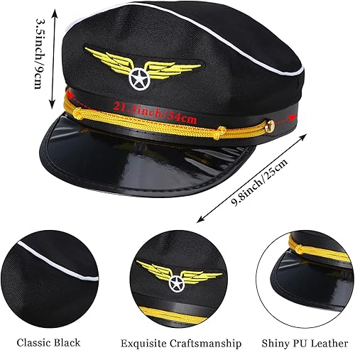 Miniatura 2 de Conjunto de accesorios de disfraz de piloto para niños con sombrero de aviador, lentes de sol, alfiler de corbata para aviación de Halloween