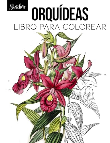 Orquídeas Libro para colorear Páginas para Colorear con Hermosas Flores. Libros para colorear antiestrés. (Ramos y Jarrones de Flores, Patrones
