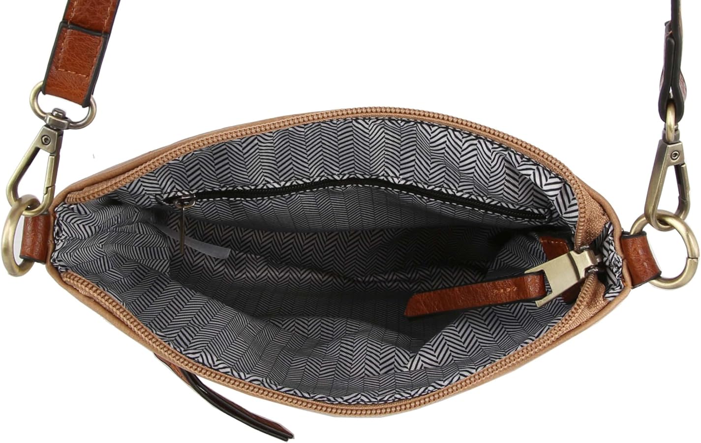 LM Le Miel Vegan Leather Double Zipper Square Crossbody Bag - Chic