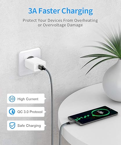 Miniatura 3 de etguuds Cable USB C de carga rápida 4 unidades, 13610 pies, cable de carga tipo C trenzado de nailon compatible con Samsung Galaxy S10 S9 S8 Plus