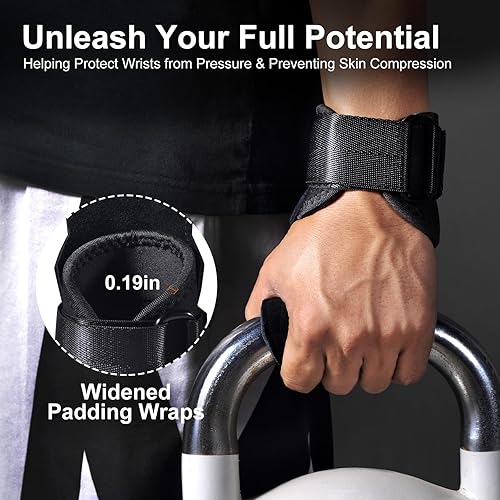Miniatura 5 de Correa de muñeca de levantamiento de pesas, correa de muñeca de cuero de doble capa para peso muerto y levantamiento de pesas, ganchos