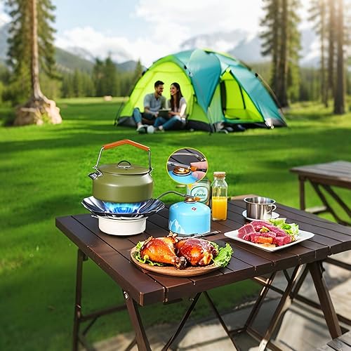 Miniatura 3 de Estufa de camping resistente al viento con encendido piezoeléctrico, estufa de gas portátil para camping, estufa de campamento de mochilero para